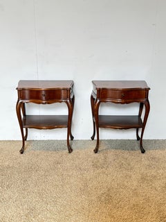 Pair of Italian bedside tables in "Louis XV" style, solid wood, 1970s