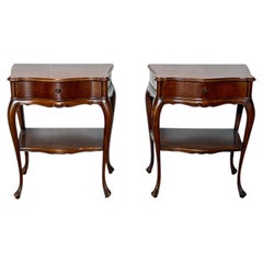 Pair of Italian bedside tables in "Louis XV" style, solid wood, 1970s