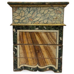 Pair Of Italian Nightstands Lacquered in Green with Faux Marble Early 1900s