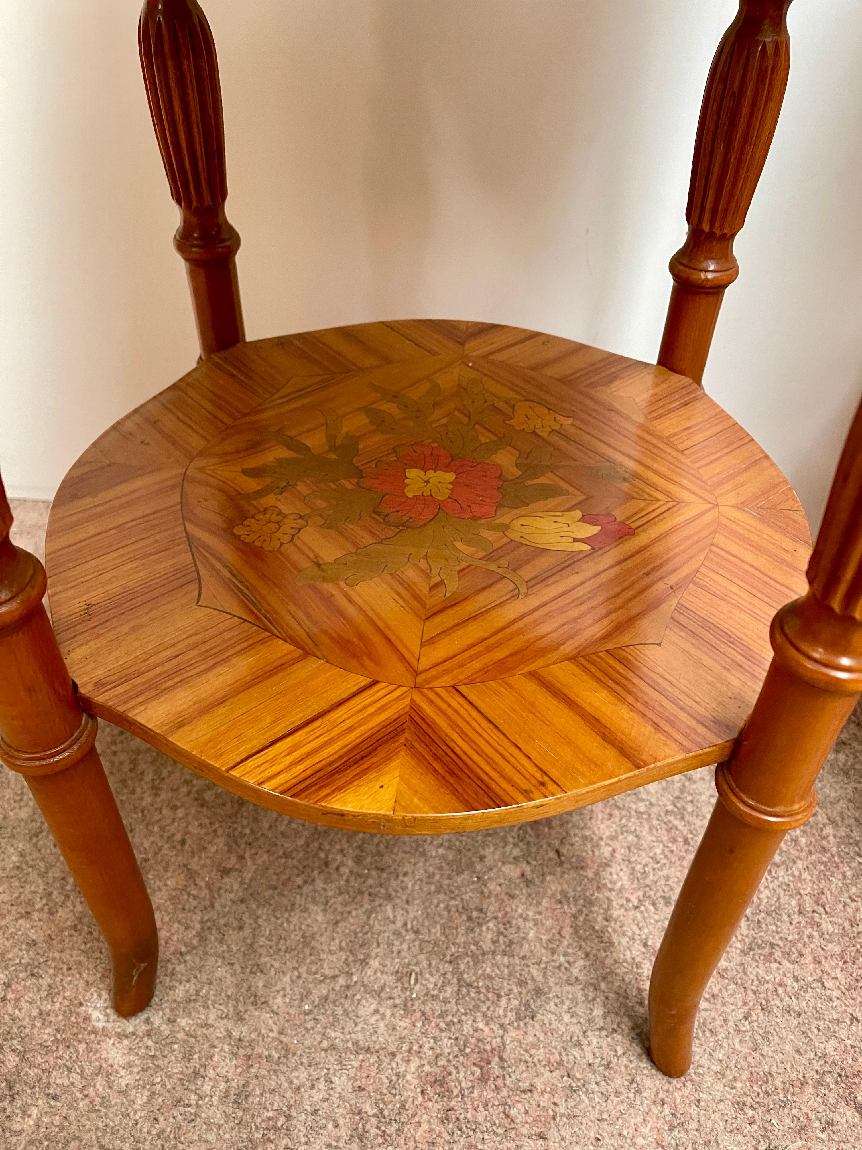 Pair of Italian bedside tables in inlaid wood napoleon III style 1970s For Sale 3