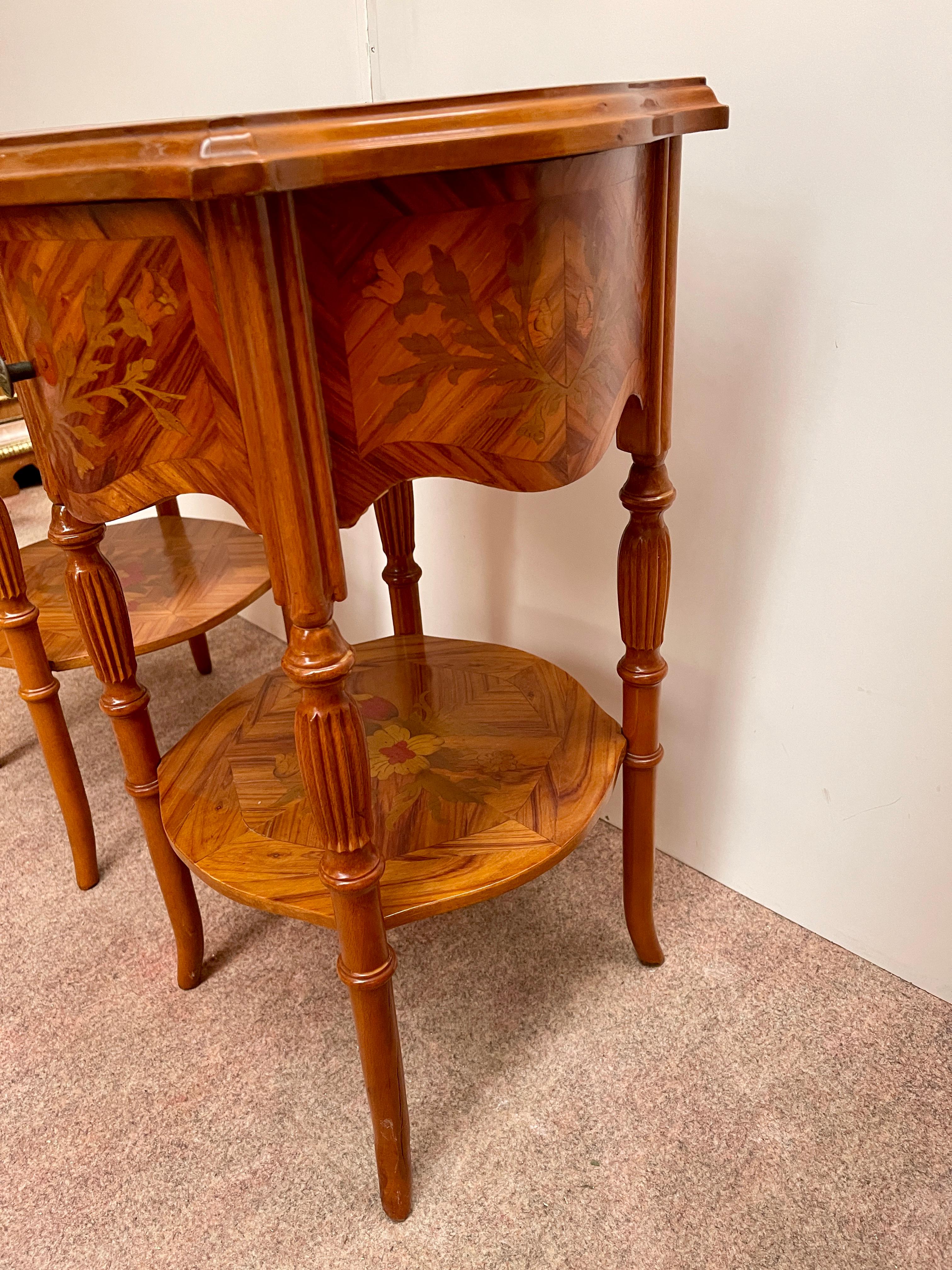 Pair of Italian bedside tables in inlaid wood napoleon III style 1970s For Sale 2