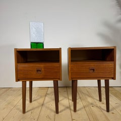 Pair of Mid-Century Modern Teak Nightstands with Drawer