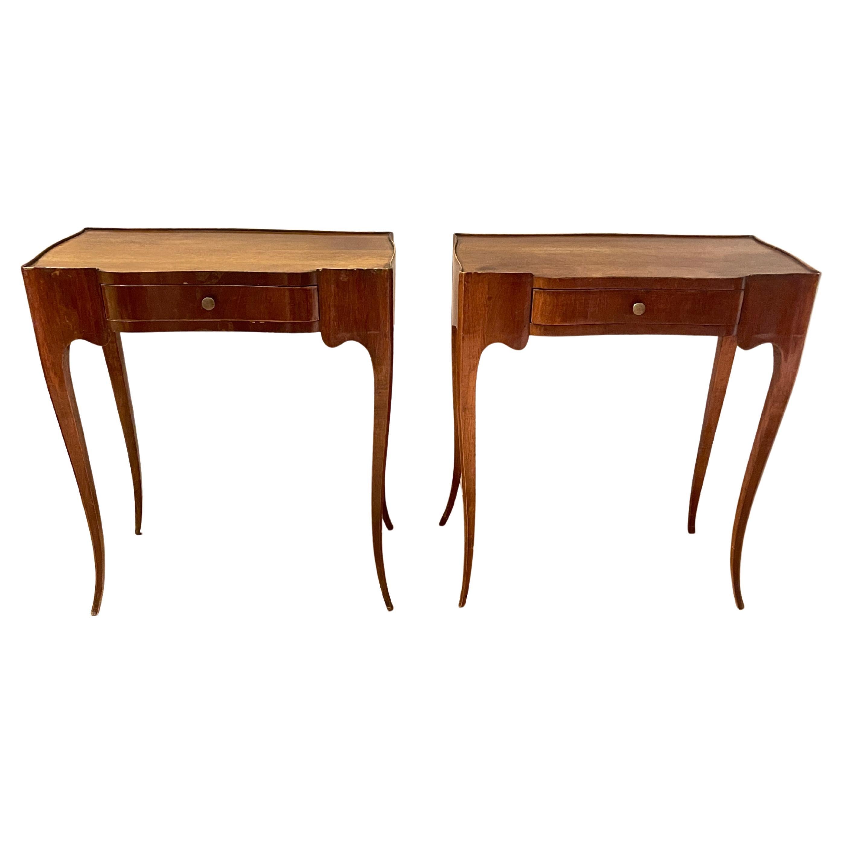 Pair of bedside tables classic art deco style italy 1990s