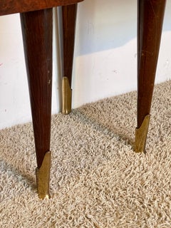 Pair of vintage wood and marble bedside tables mid century italy style, 1950s