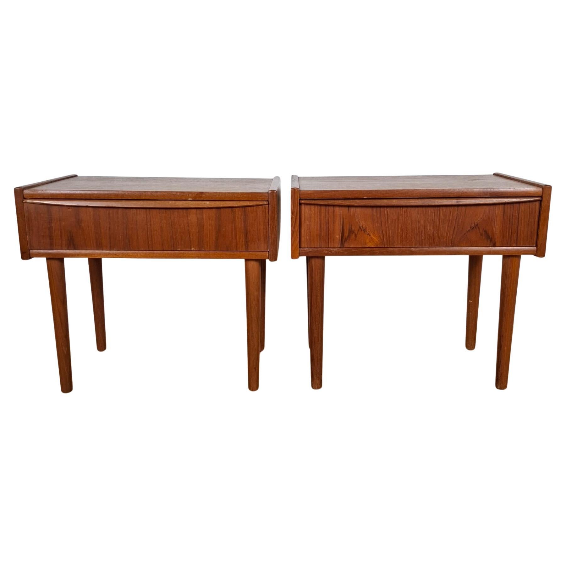Pair of Vintage Teak Nightstands with Drawer - 1960s Danish Design