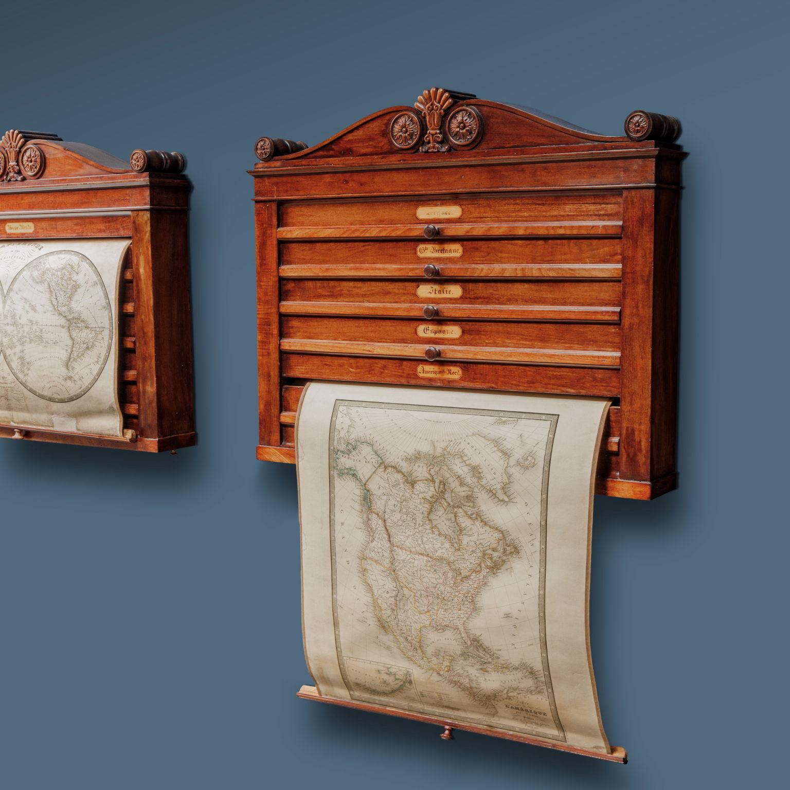 Poplar Pair of Containers for Geographical Atlas Henry Thomas Peters (1792-1852) att