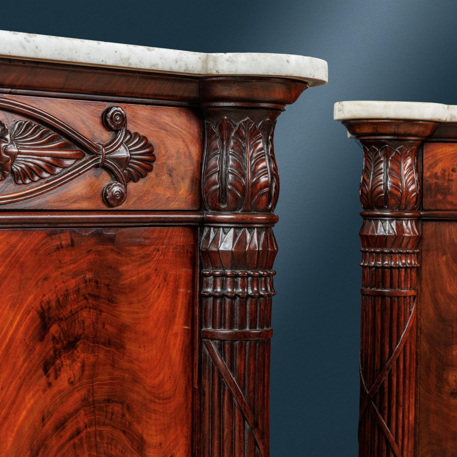 Marble Pair of sideboards Lucchese manufacture second decade of the 19th century For Sale