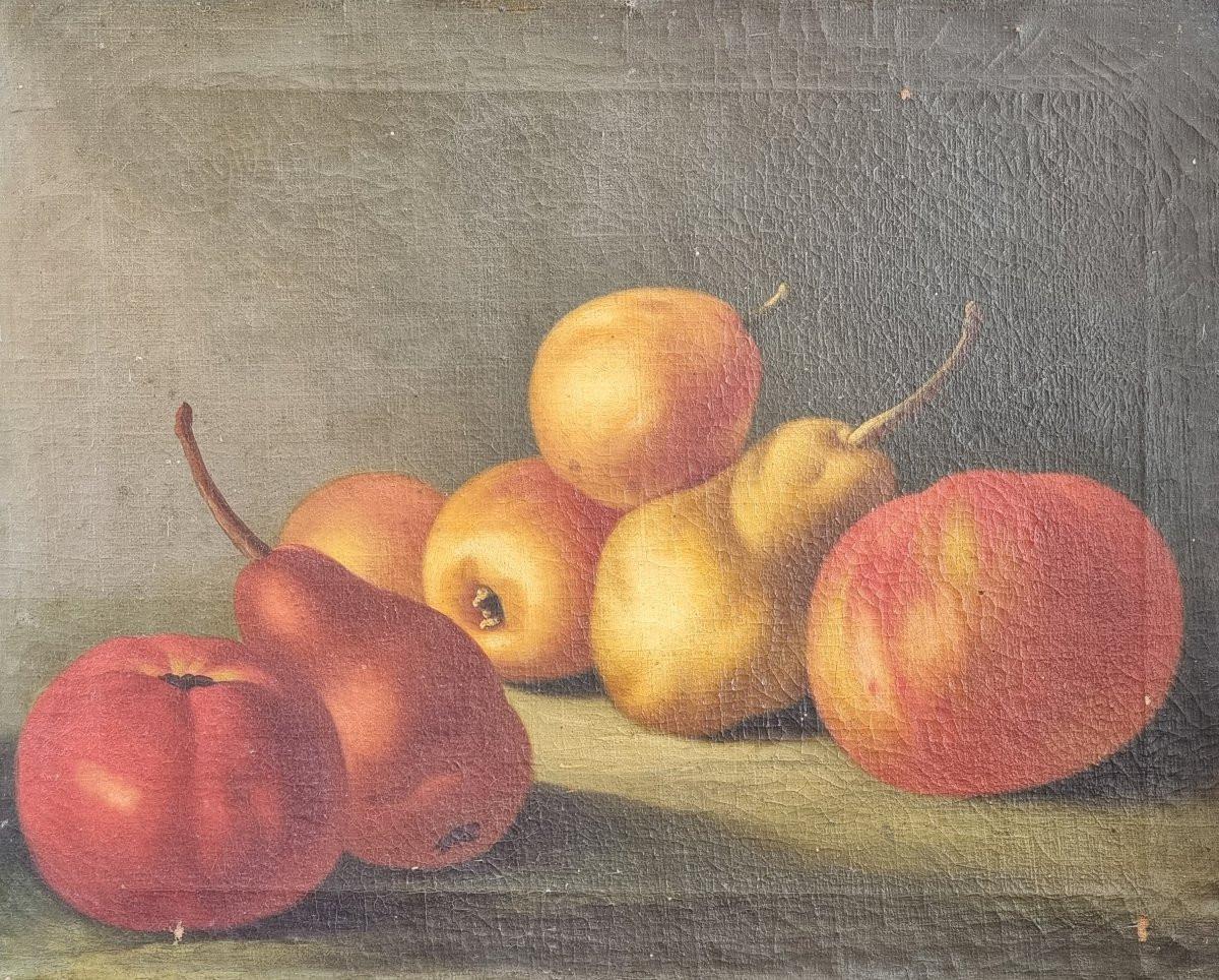 Paire de tableaux : nature morte avec fruits dans des cadres plaqués argent, fin du 18e siècle en vente 2