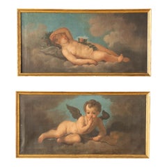 A pair of paintings depicting cherubs—second half of the 18th century. Venetian School