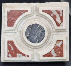 Pair of blue and red white marble tiles