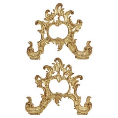 Pair of Italian Rococo Wall Friezes Circa 1750 Wood Carved and Gilded 