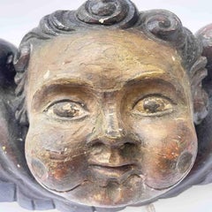 Pair of Italianl Sculpted Overhead Friezes with Winged Putto Heads 1850s