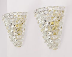 Coppia di grandi applicazioni in vetro di Murano rostrato, fatte a mano