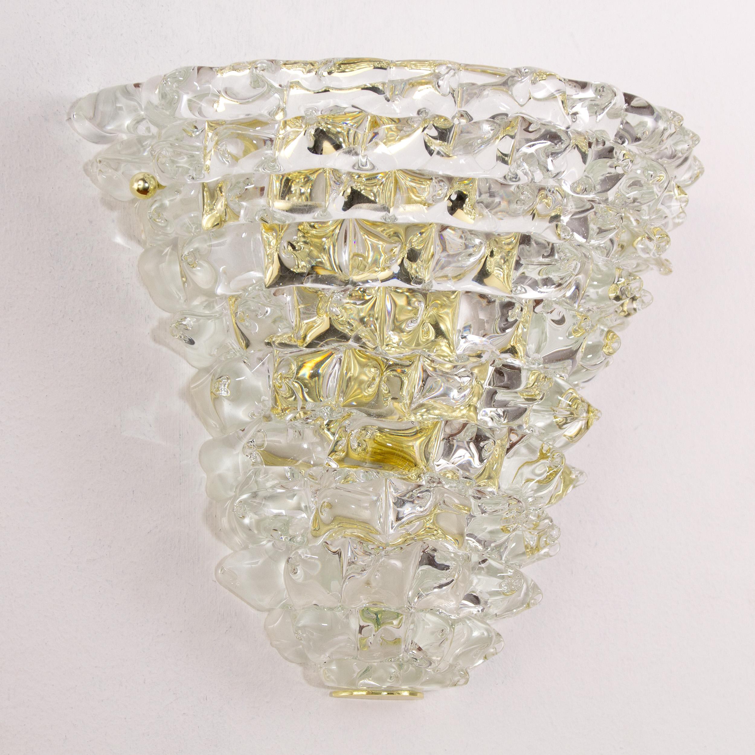 Altro Coppia di grandi appliques in vetro di Murano rostrato, fatte a mano in vendita