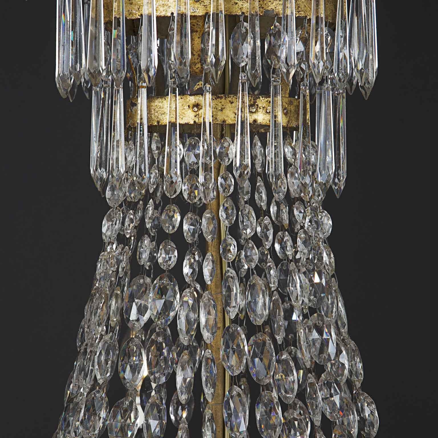 18th Century and Earlier Pair Of Large Italian Chandeliers In Crystal Empire 18th Century Seven Lights