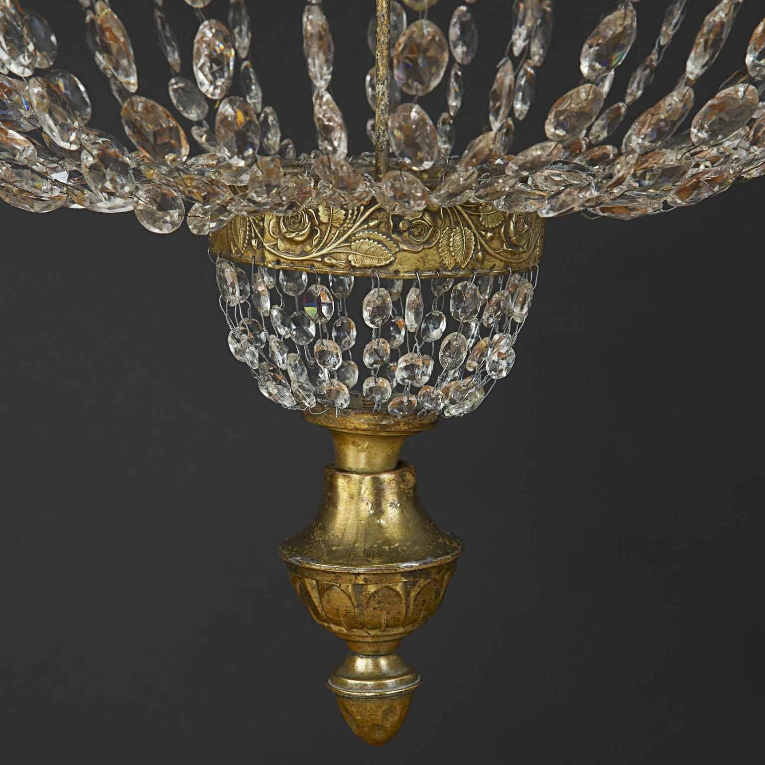 Pair Of Large Italian Chandeliers In Crystal Empire 18th Century Seven Lights 2