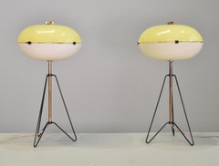 Pair of Large Brass and Methacrylate Lamps Italy 1955 Published