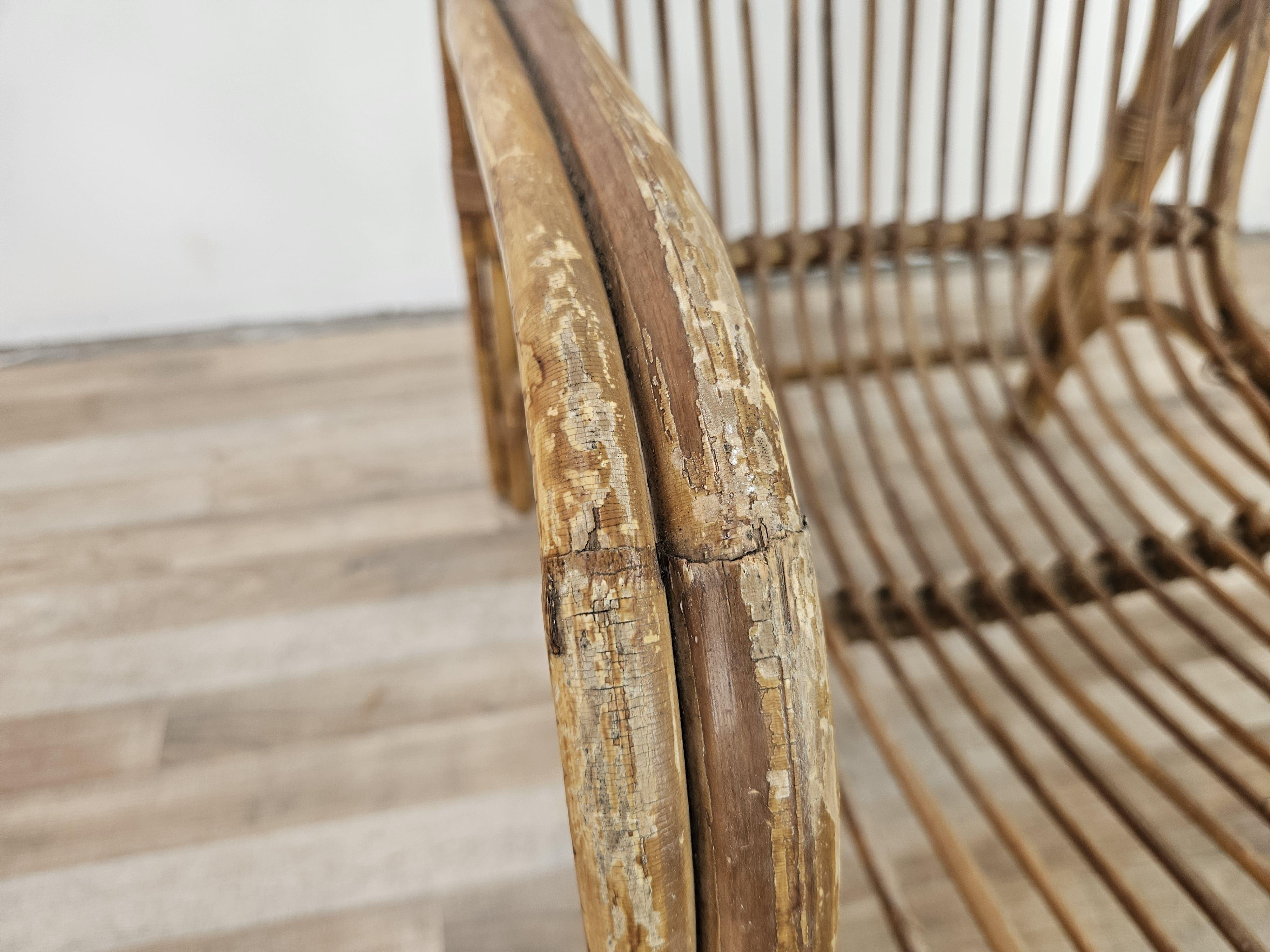 Pair of large wicker armchairs 1970s For Sale 3