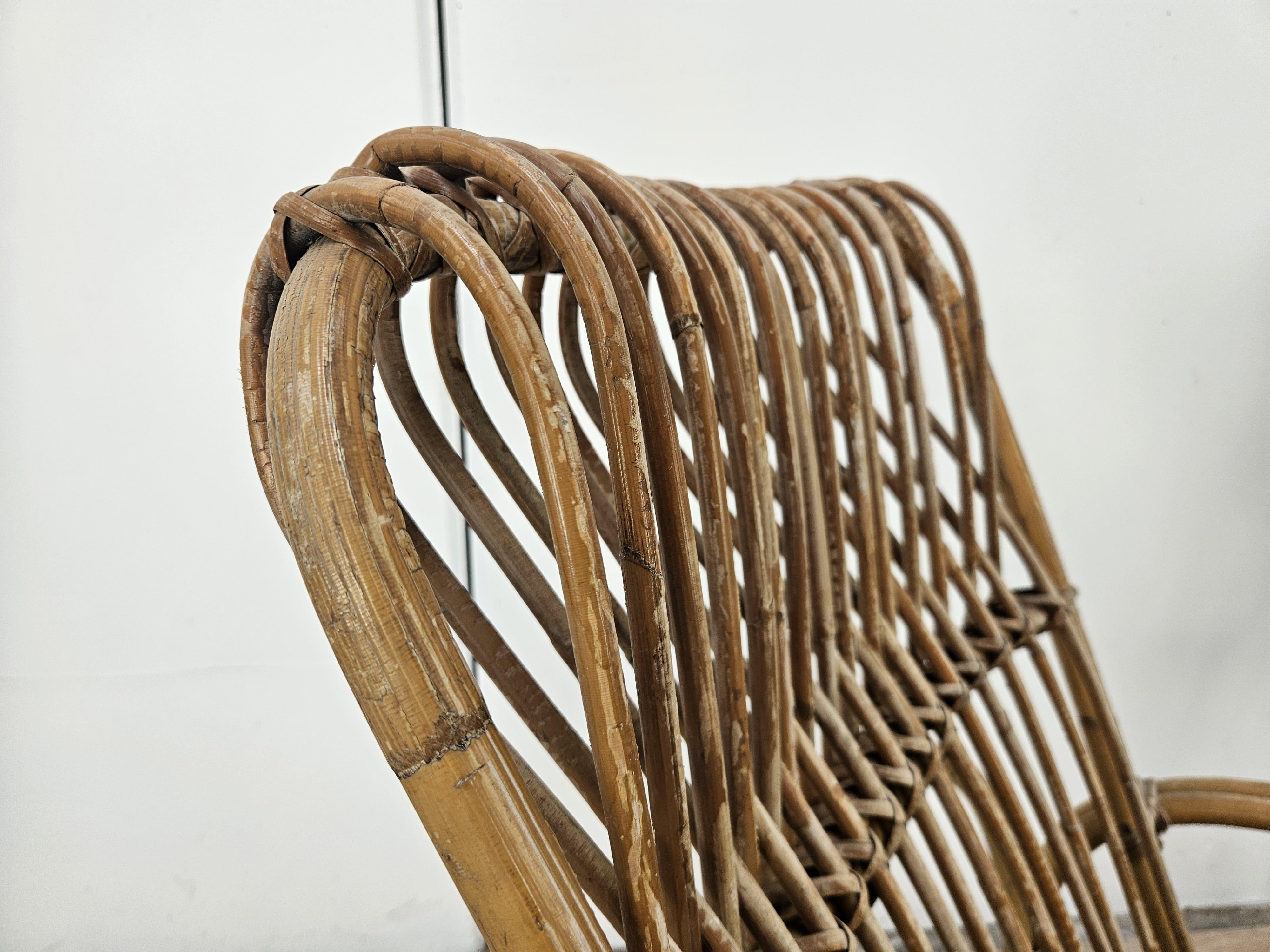 Pair of large wicker armchairs 1970s For Sale 6