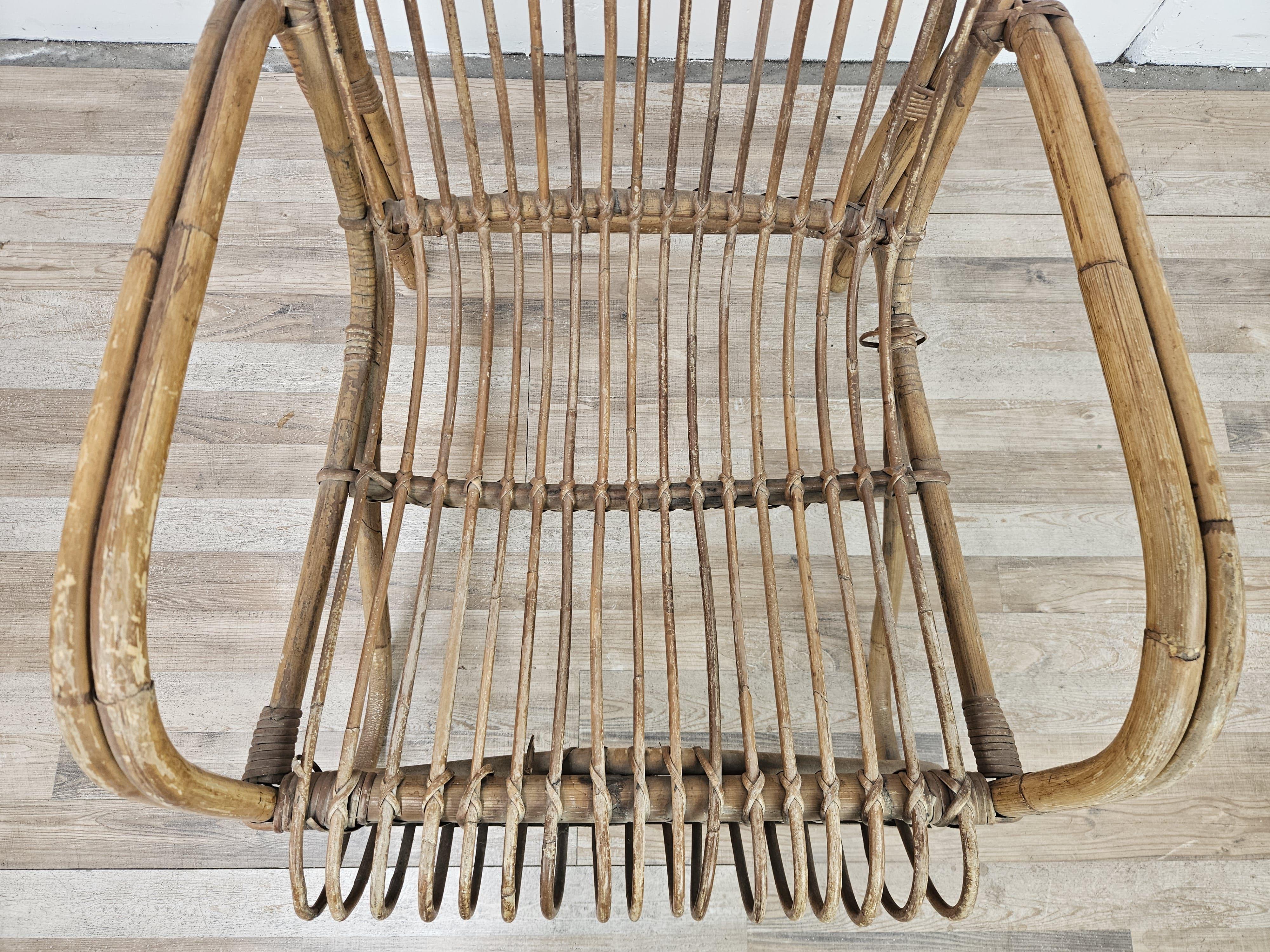 Pair of large wicker armchairs 1970s For Sale 2