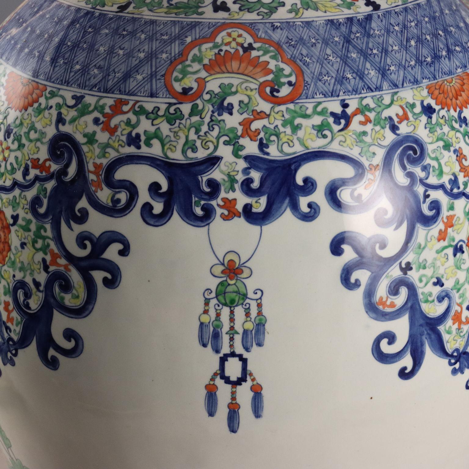 Coppia di Grandi Vasi a Balaustro con Coperchio Cina XX Secolo siglo XX en venta