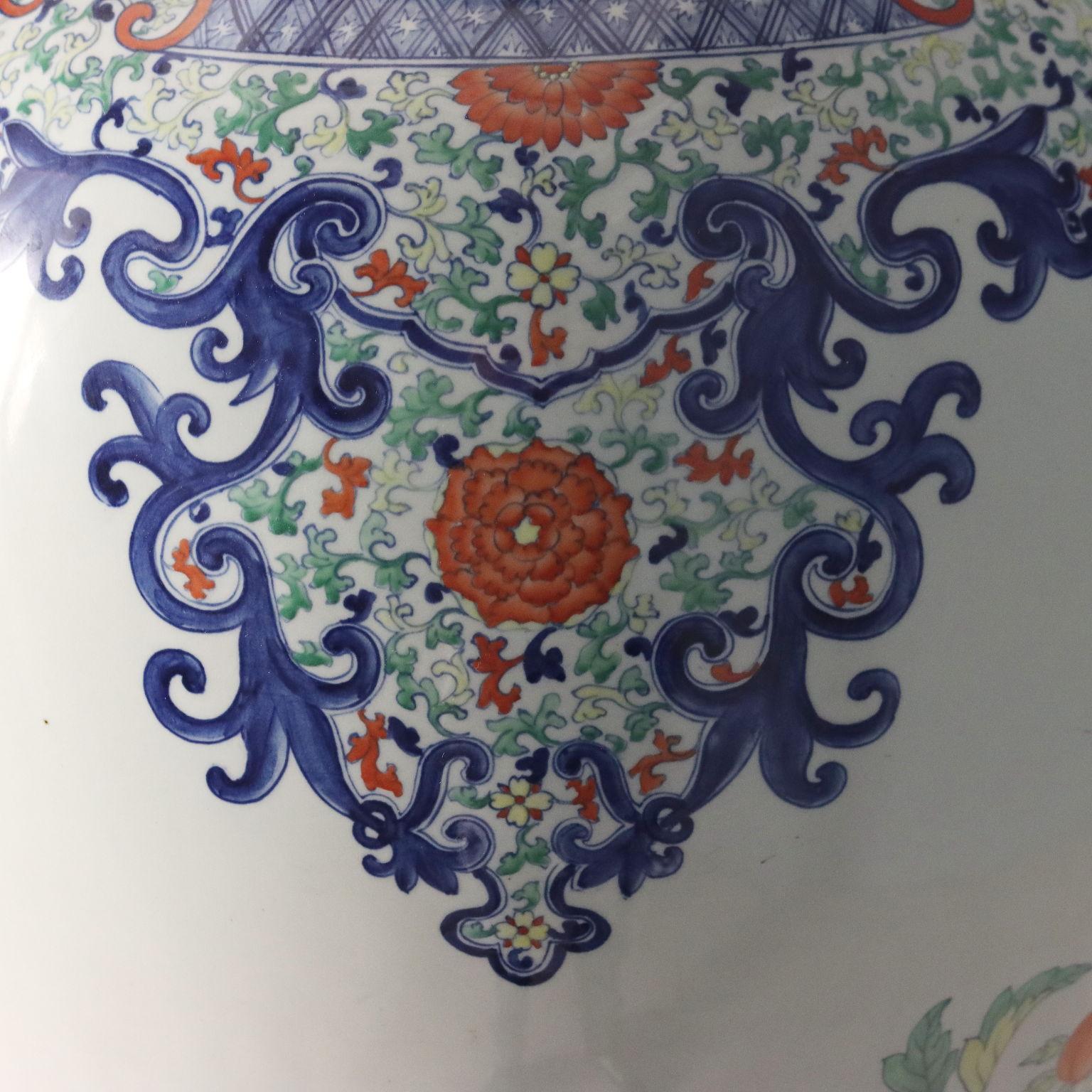 Coppia di Grandi Vasi a Balaustro con Coperchio Cina XX Secolo Porcelana en venta