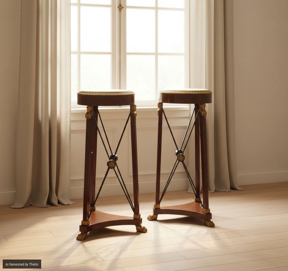 Coppia di gueridon in mogano, di gusto Impero, inizio XX secolo in vendita 3