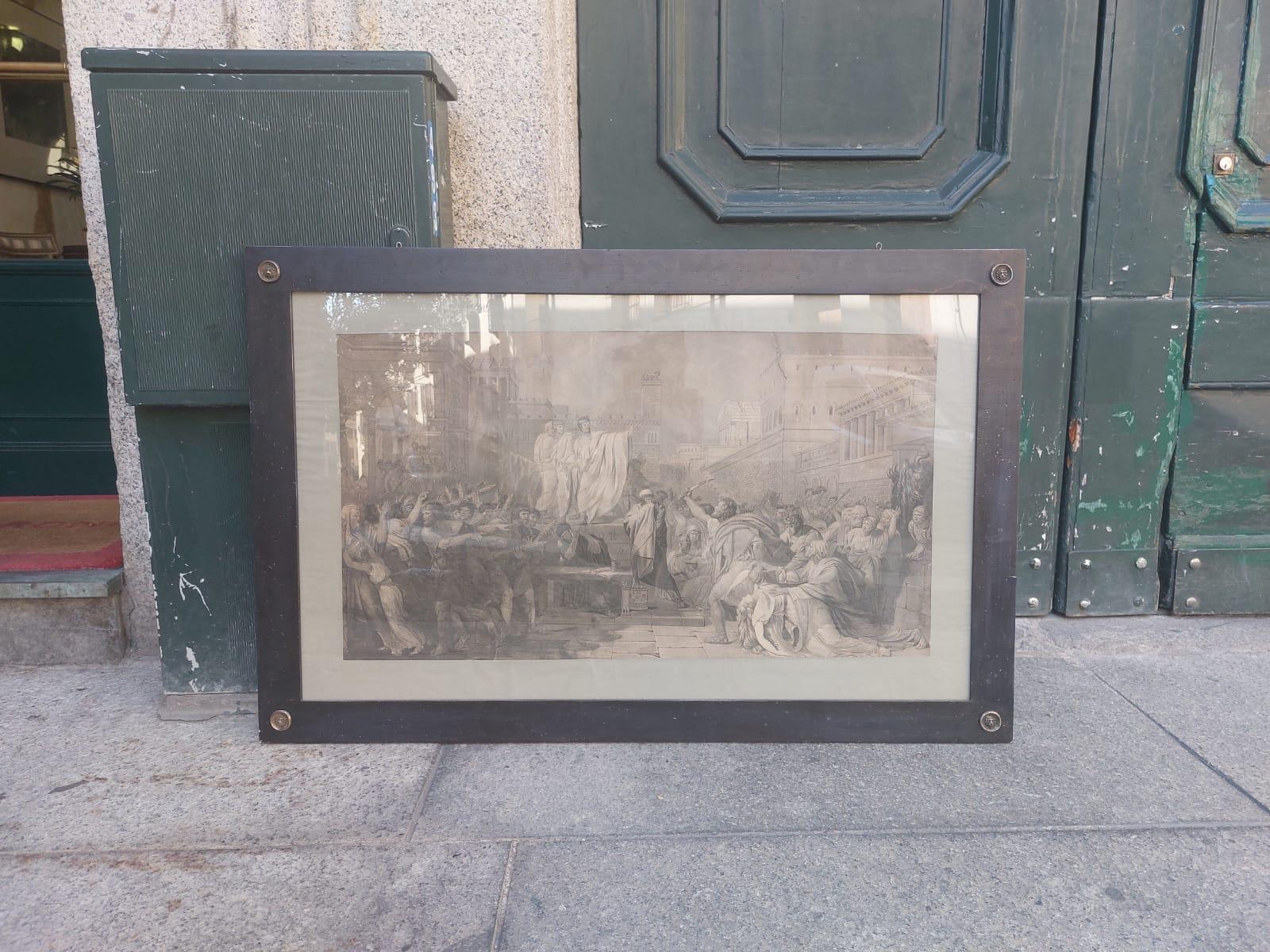 The two engravings, fitted with passe-partouts and framed, depict two historical episodes, to which their titles refer: 