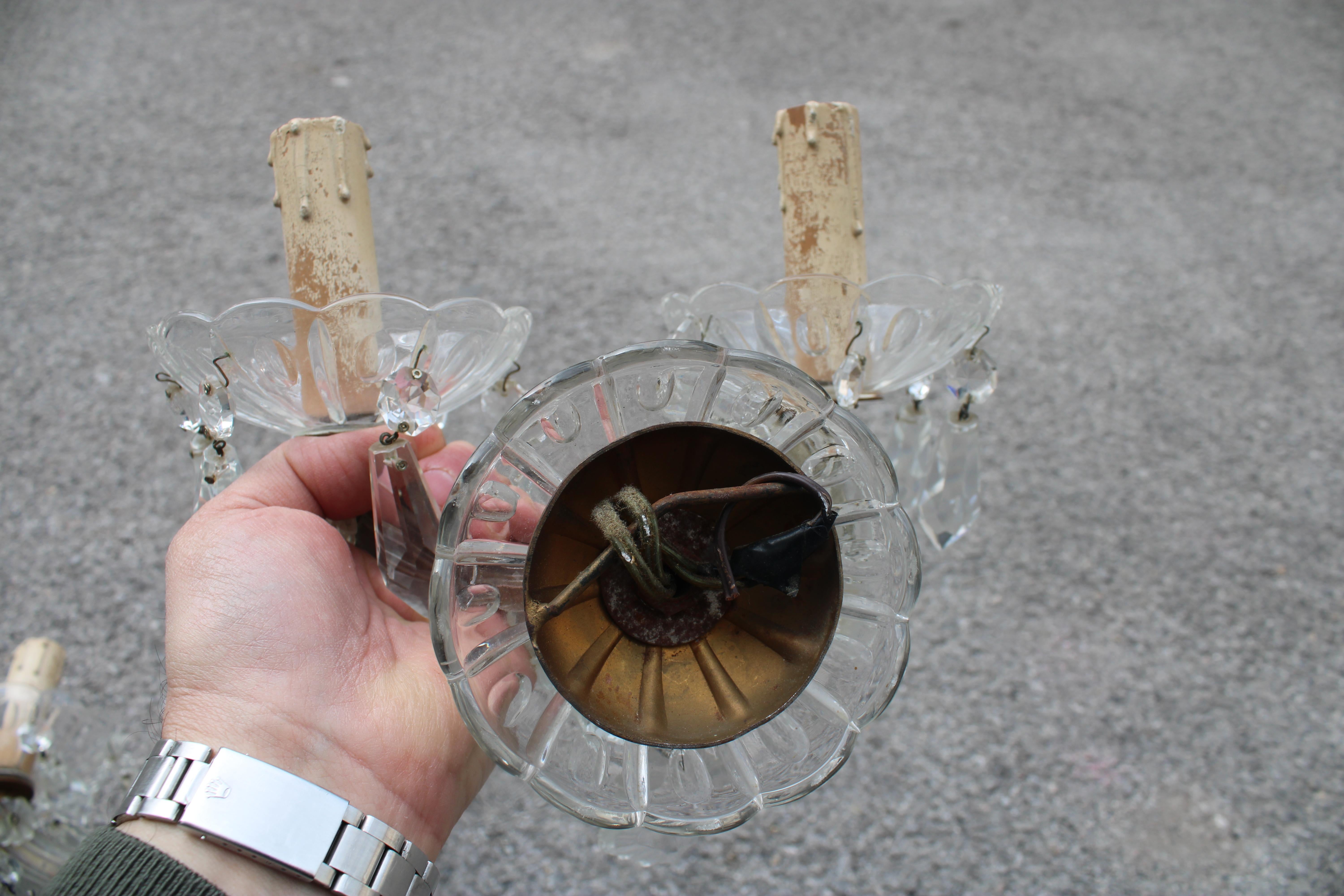 Pair of Maria Theresa Crystal Wall Lamps 1940 For Sale 6