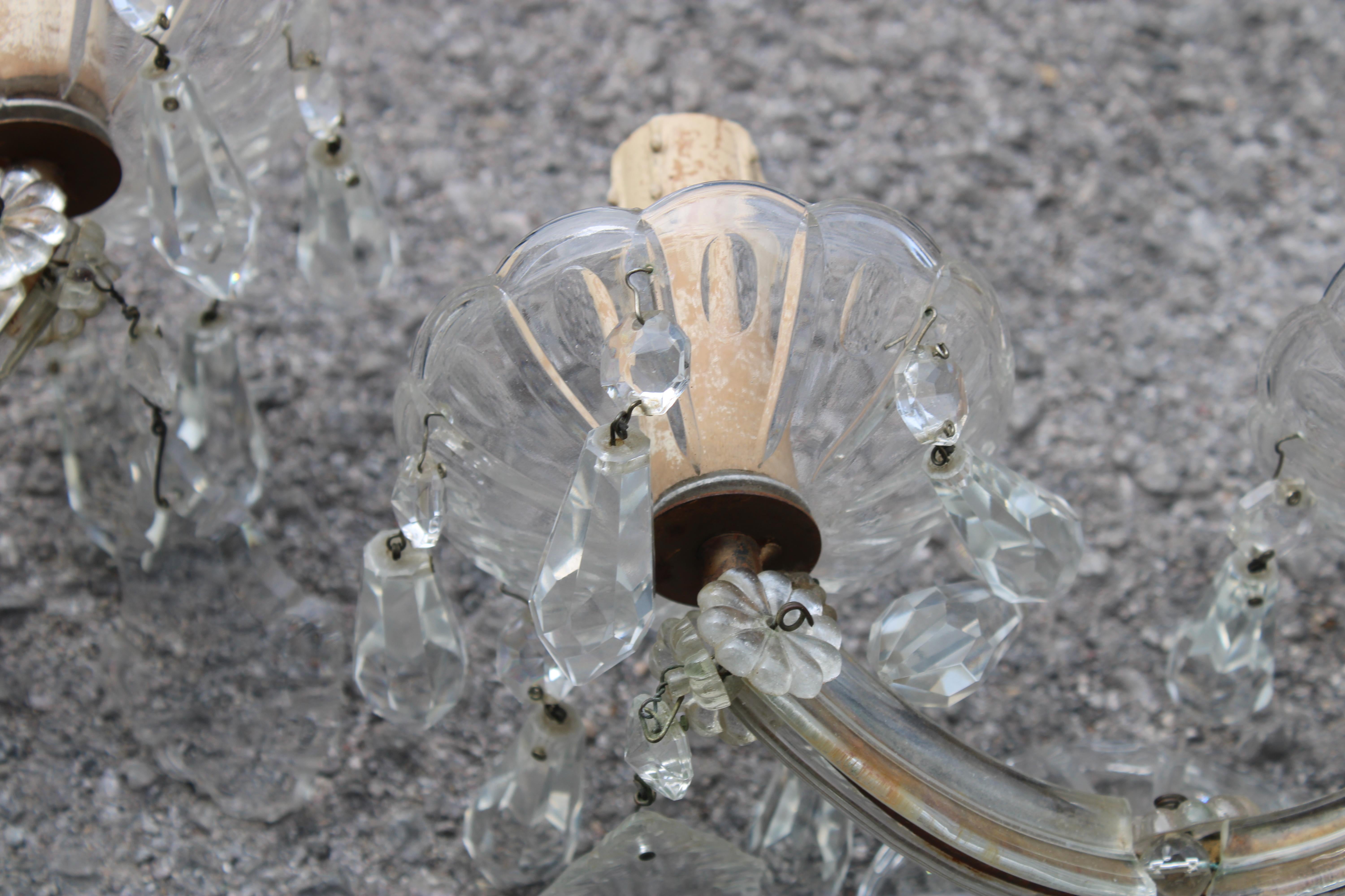Pair of Maria Theresa Crystal Wall Lamps 1940 For Sale 1