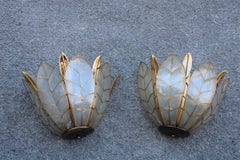 Pair of Decorative Wall Lamp Bottega Gadda Tommaso Barbi 1970s Brass