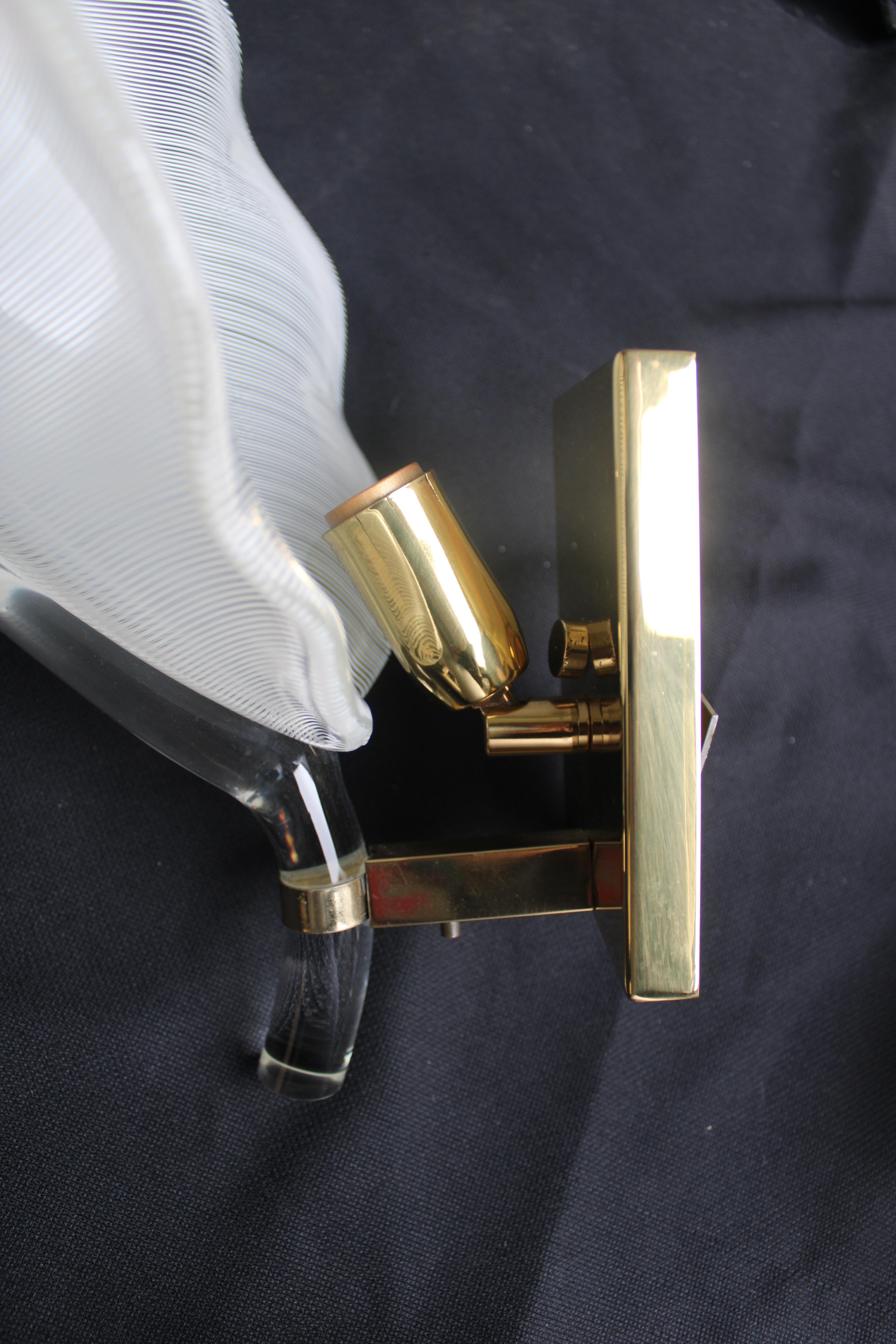 Coppia di lampada da parete a forma di Foglia vetro di Murano Ottone Franco Luce in vendita 4