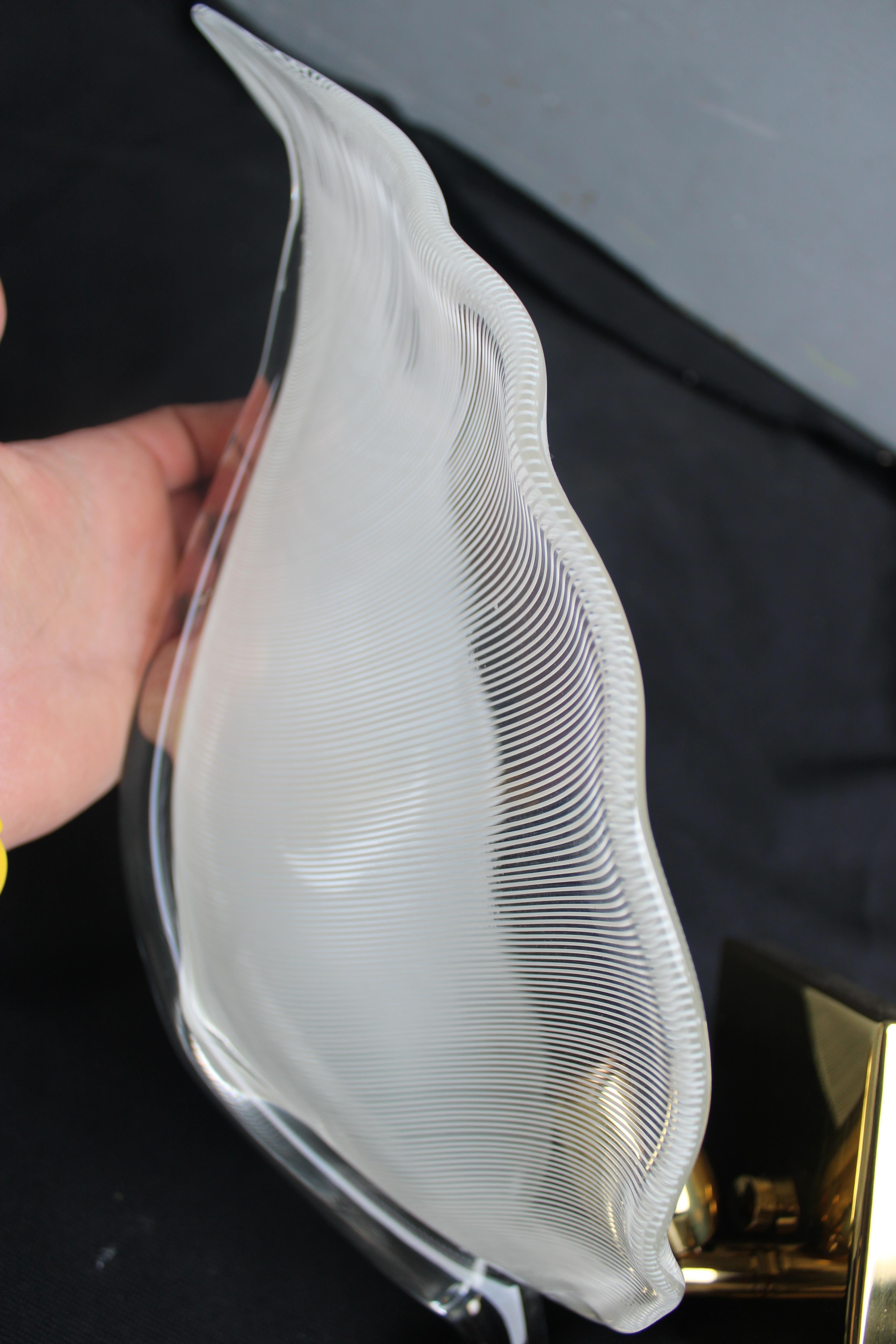 Coppia di lampada da parete a forma di Foglia vetro di Murano Ottone Franco Luce in vendita 5