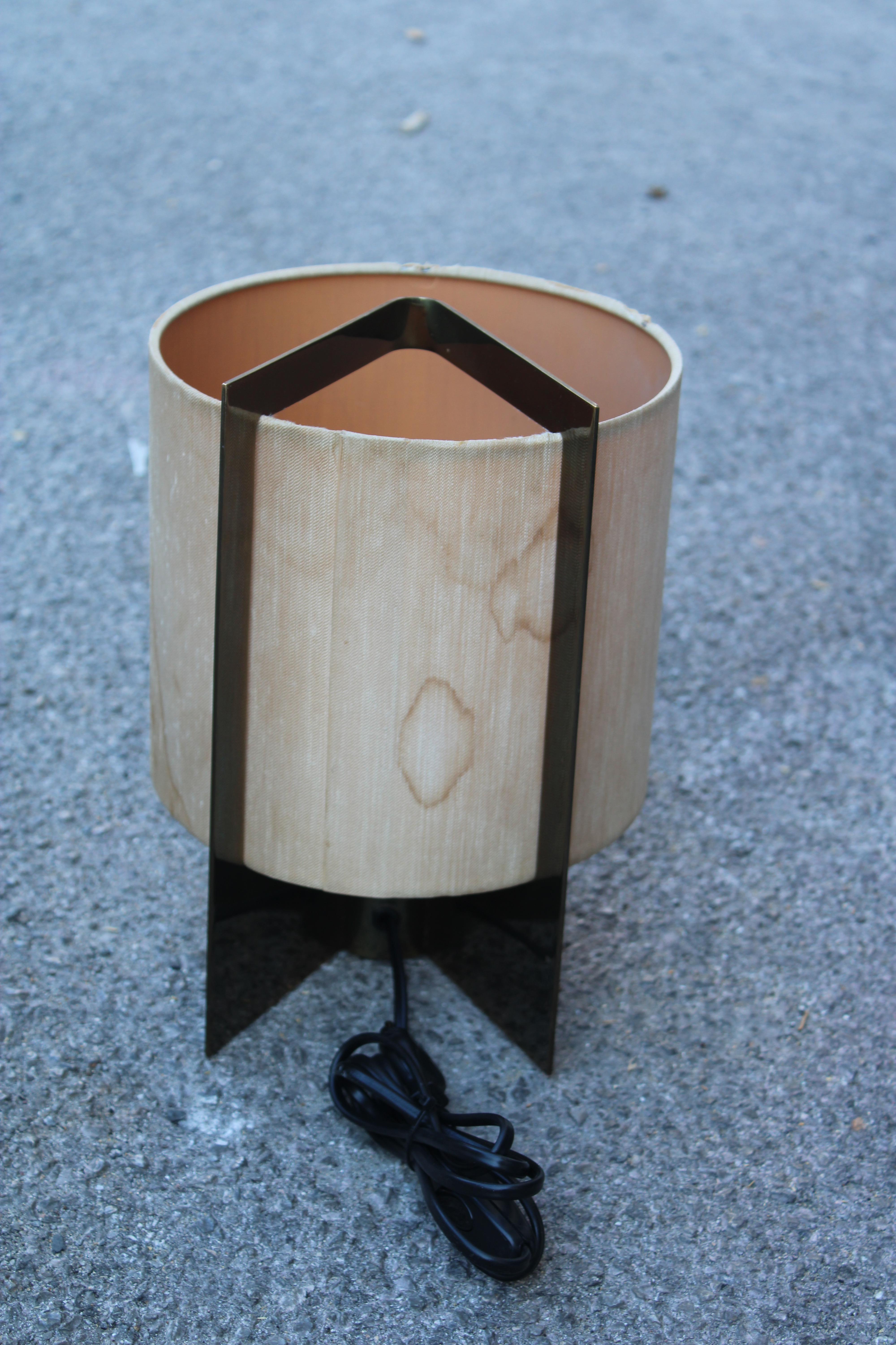 Paire de lampes de table Giuliana Gramigna en laiton et tissu 1970 Minimal en vente 2