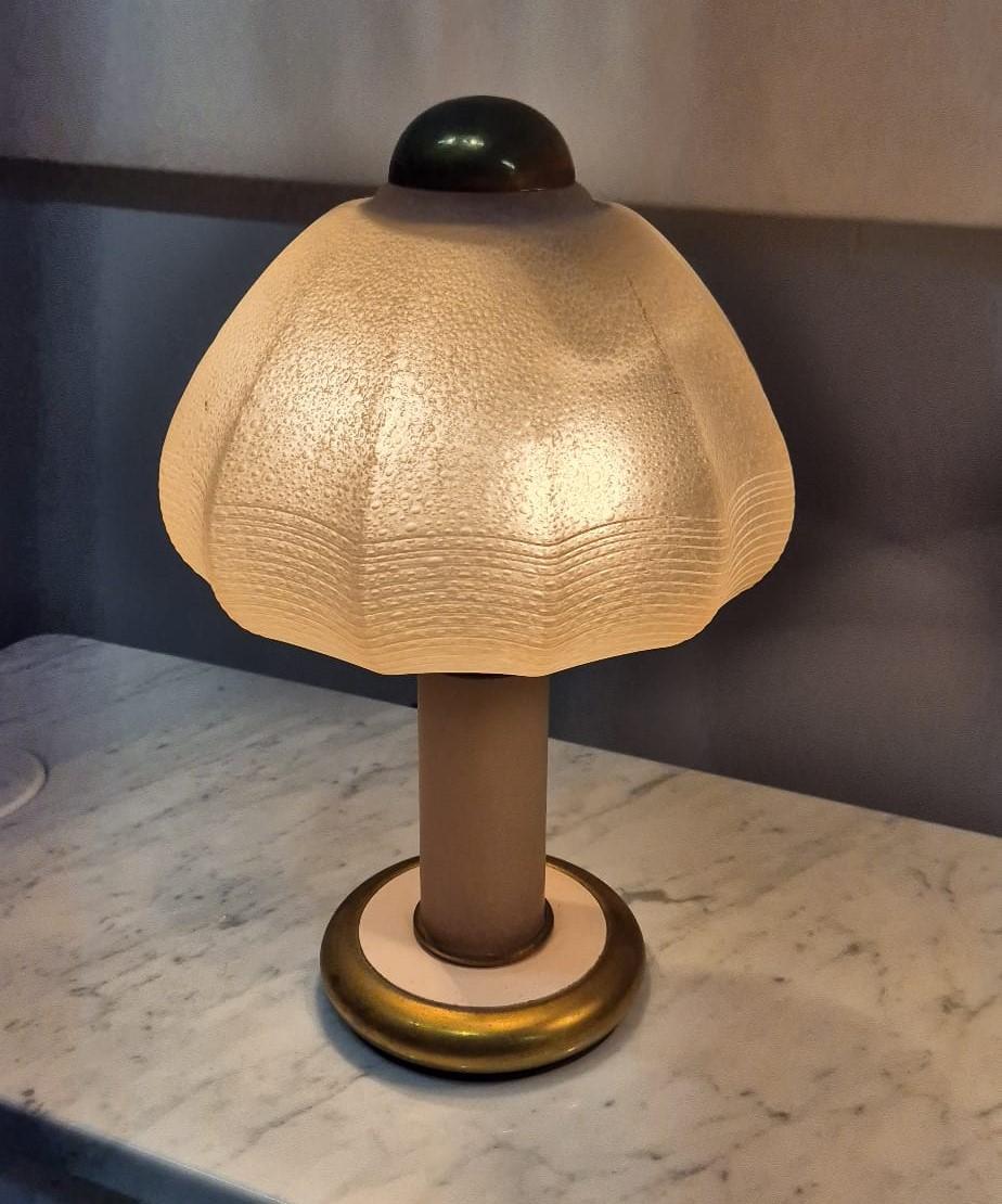 Metal Coppia di lampada da tavolo in vetro di Murano di F. Fabbian, anni '70 For Sale