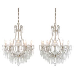 Coppia Di Lampadari Antichi in Cristallo Dodici Luci XX Secolo Origine Francese Coppia Di Lampadari Antichi in Cristallo Dodici Luci XX Secolo Origine Francese