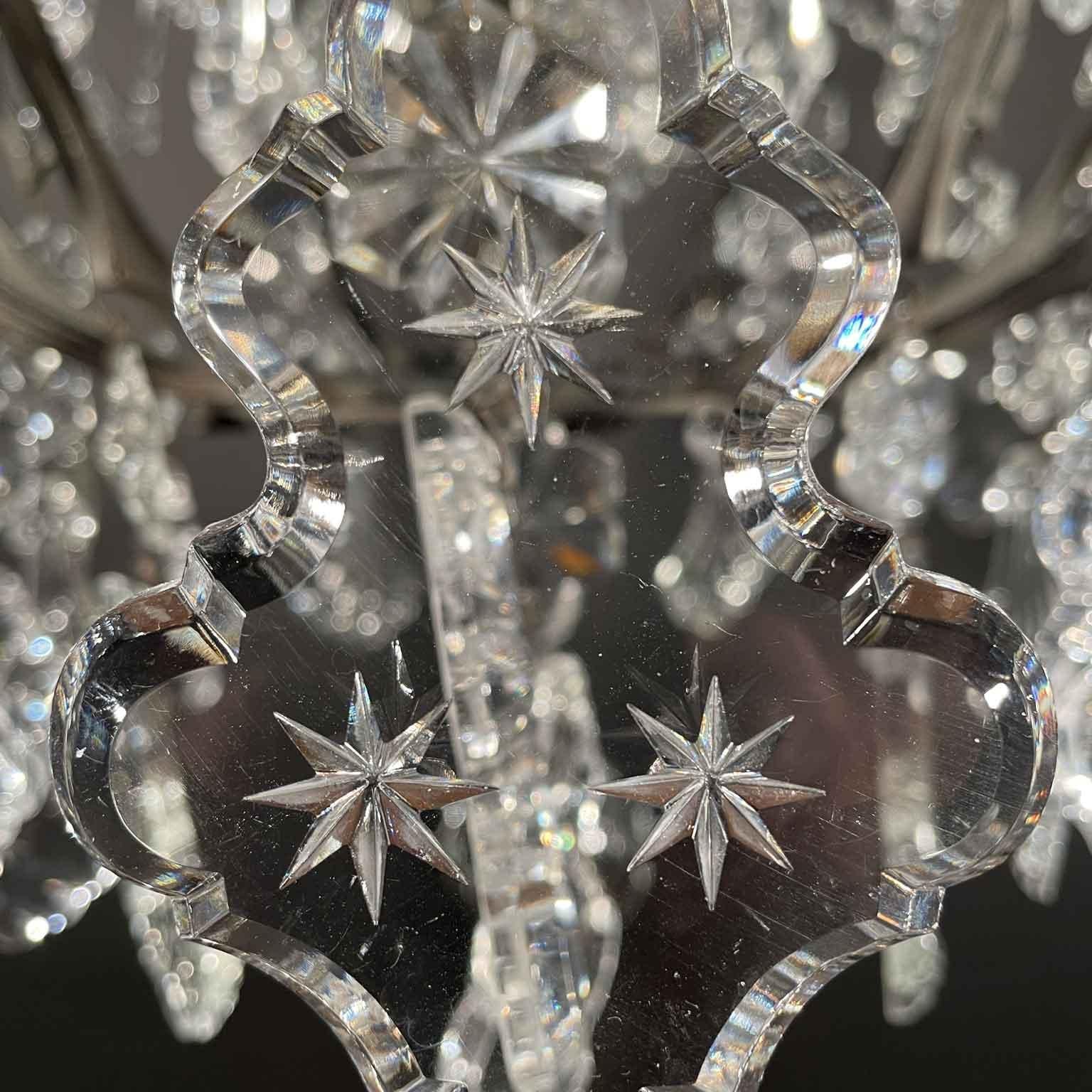 Pair of French Crystal and Bronze Twelve-Light Chandeliers Mid-20th Century 5