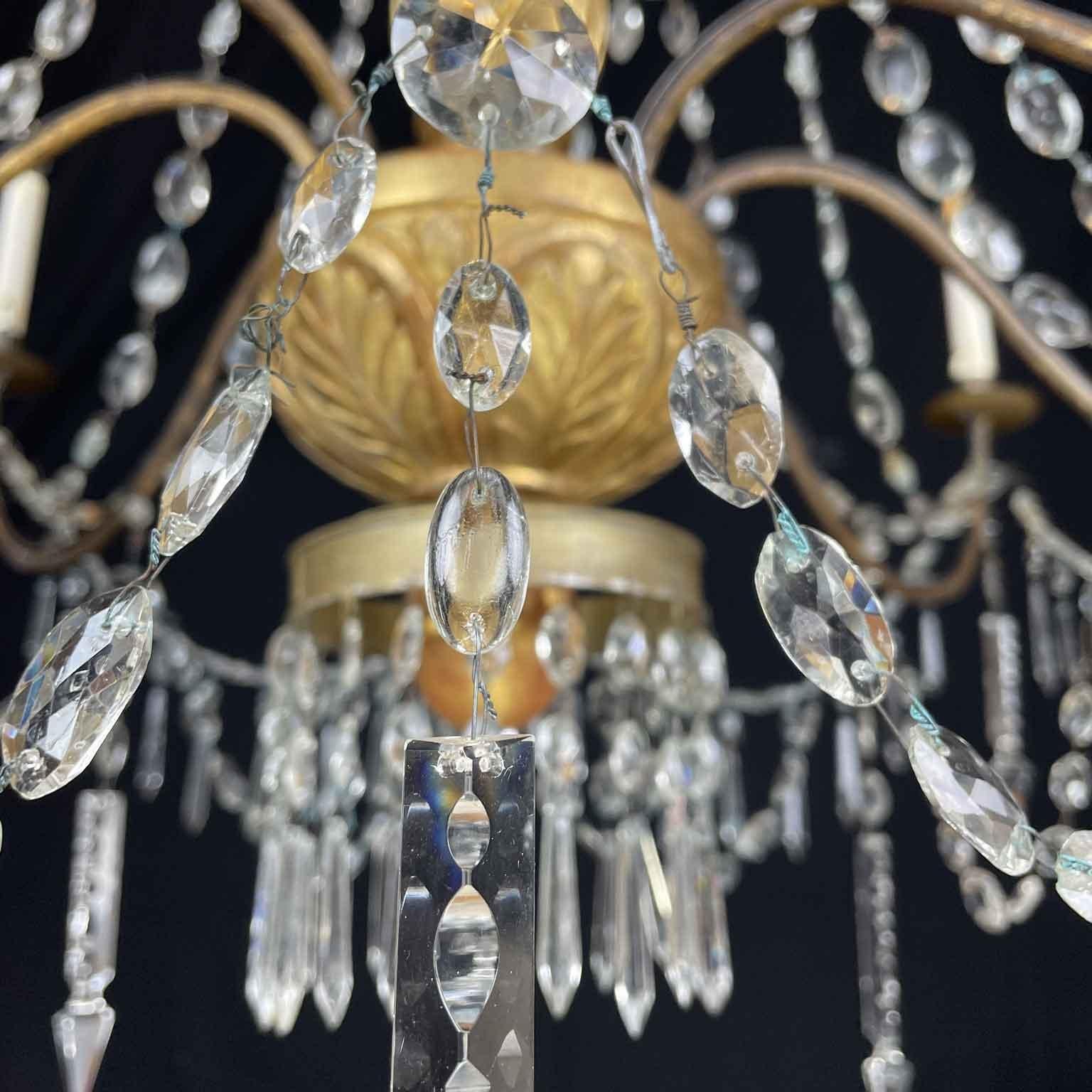 Coppia di Lampadari Impero XVIII Secolo Italiani Genovesi Antichi in Cristallo in vendita 3