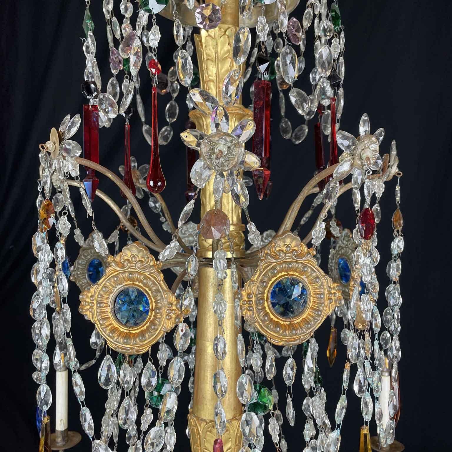 Luigi XVI Coppia di Lampadari Impero XVIII Secolo Italiani Genovesi Antichi in Cristallo in vendita