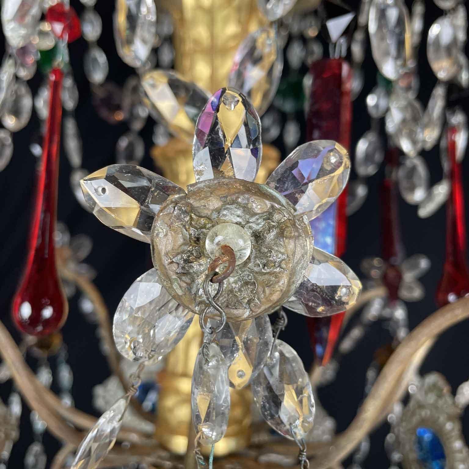 18th Century and Earlier Coppia di Lampadari Impero XVIII Secolo Italiani Genovesi Antichi in Cristallo in vendita
