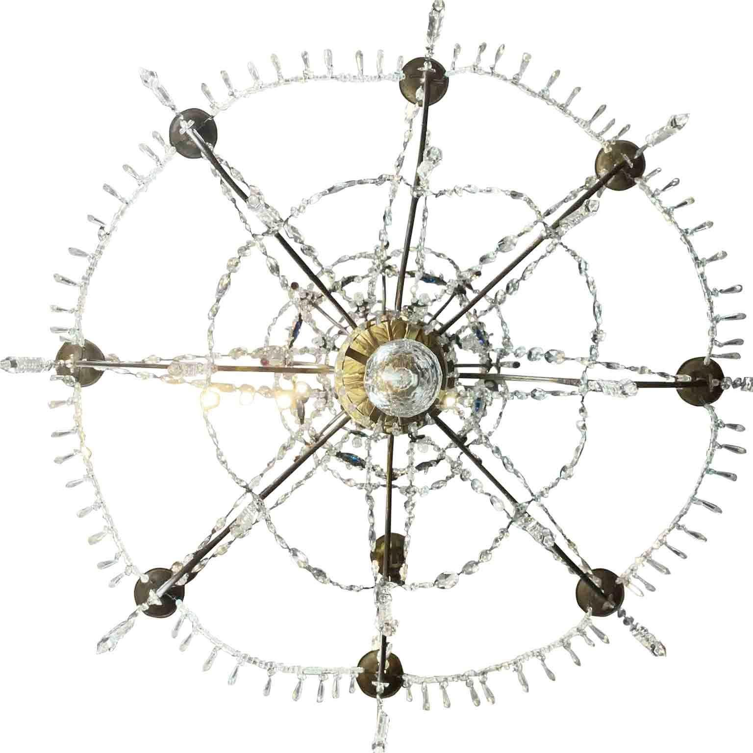 Coppia di Lampadari Impero XVIII Secolo Italiani Genovesi Antichi in Cristallo in vendita 1