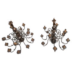 Pair of bronze chandeliers in 17th-century Dutch style