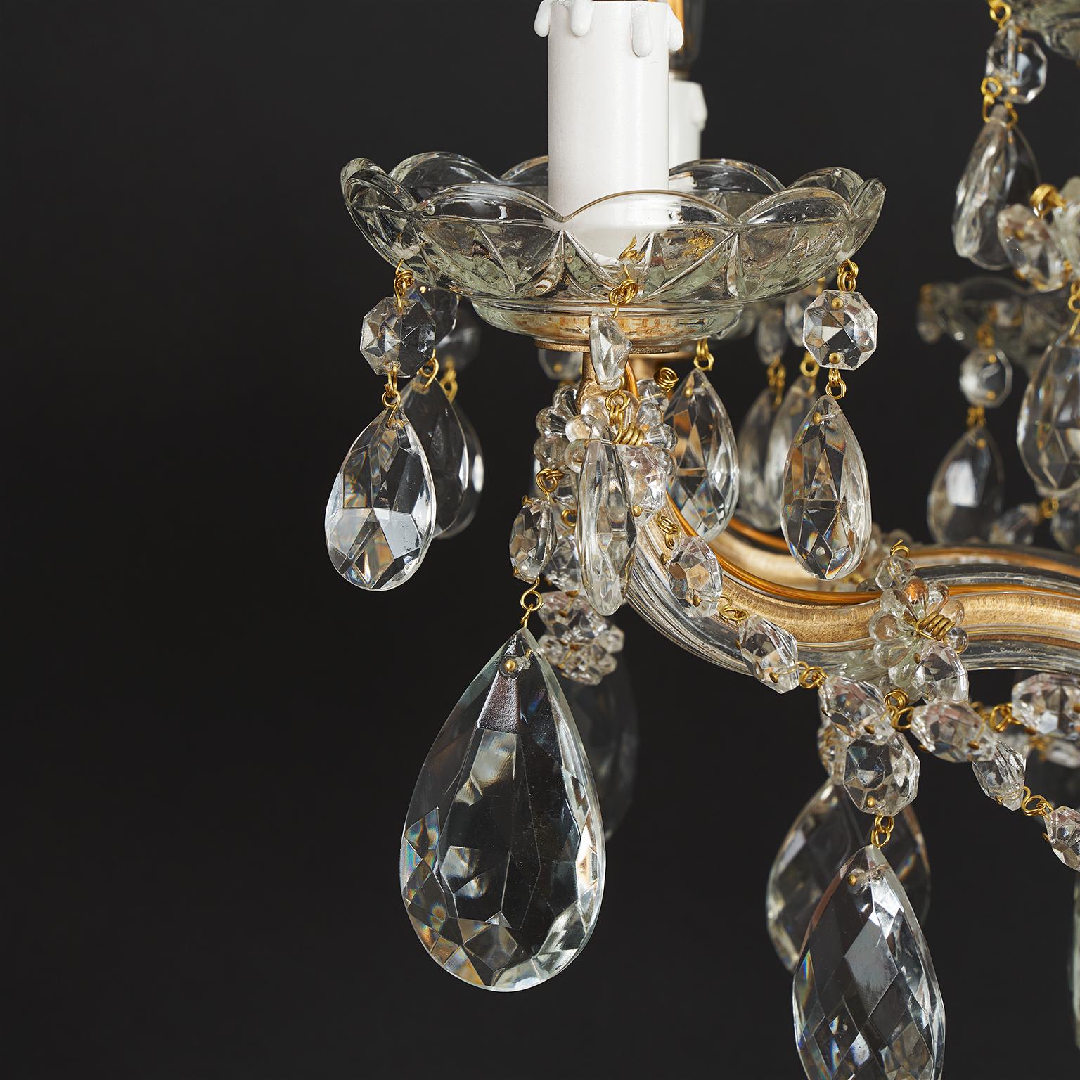 Cristal Paire de lustres italiens en cristal Maria Teresa à douze lumières 20e siècle en vente
