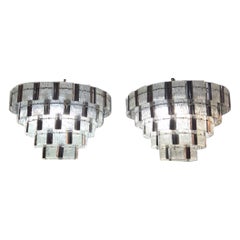 Paar Kronleuchter aus Muranoglas und Metall