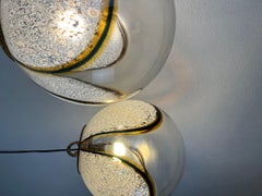 Pair of worked glass chandeliers by Toni Zuccheri for Venini 1970s'