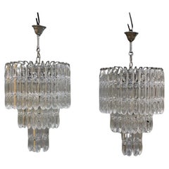 Coppia di Lampadari Stilkronen 1960 Oscar Torlasco Made in Italy Diamanti
