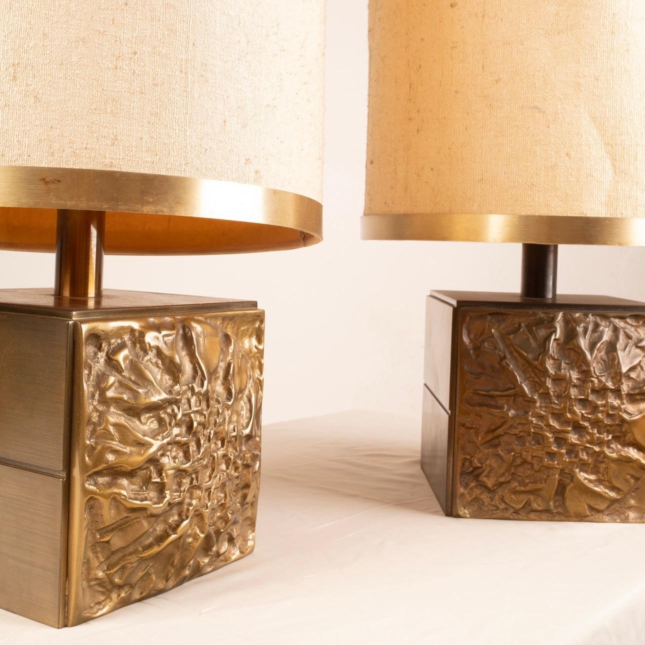 Pair of Brutalist Lamps by Luciano Frigerio for Frigerio of Desio For Sale 7