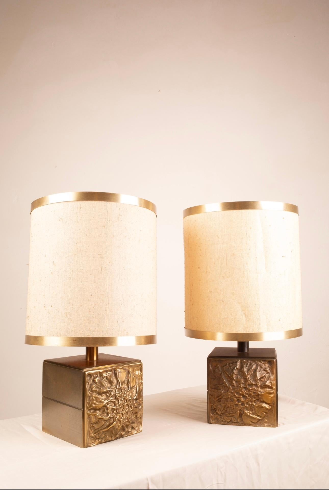 Italian Pair of Brutalist Lamps by Luciano Frigerio for Frigerio of Desio For Sale