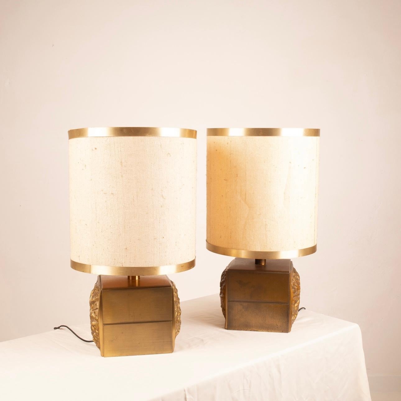 Pair of Brutalist Lamps by Luciano Frigerio for Frigerio of Desio For Sale 3