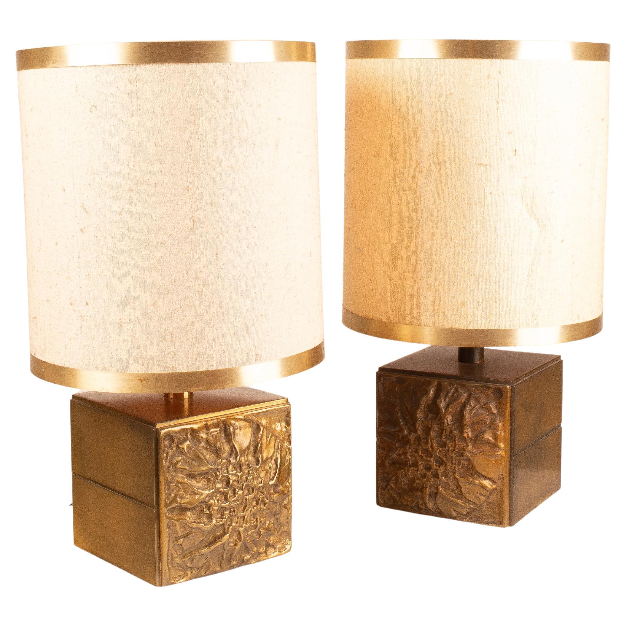 Pair of Brutalist Lamps by Luciano Frigerio for Frigerio of Desio For Sale